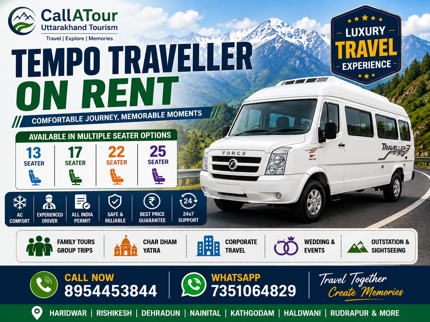 Tempo Traveller on Rent in Uttarakhand